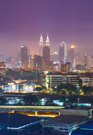Vertical view kuala lumpur city nightscape
