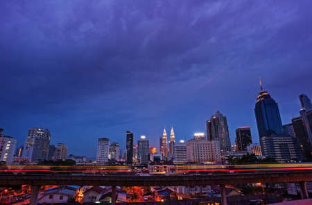 Beautiful kuala lumpur city skyline during blue hour