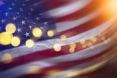 4th of july of independence day labor day united states usa flag with bokeh Stock Photo